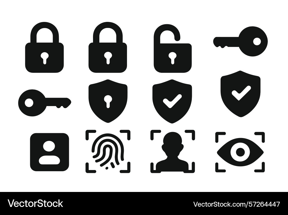 Symbols representing security privacy and user Symbols representing security privacy and user vector image