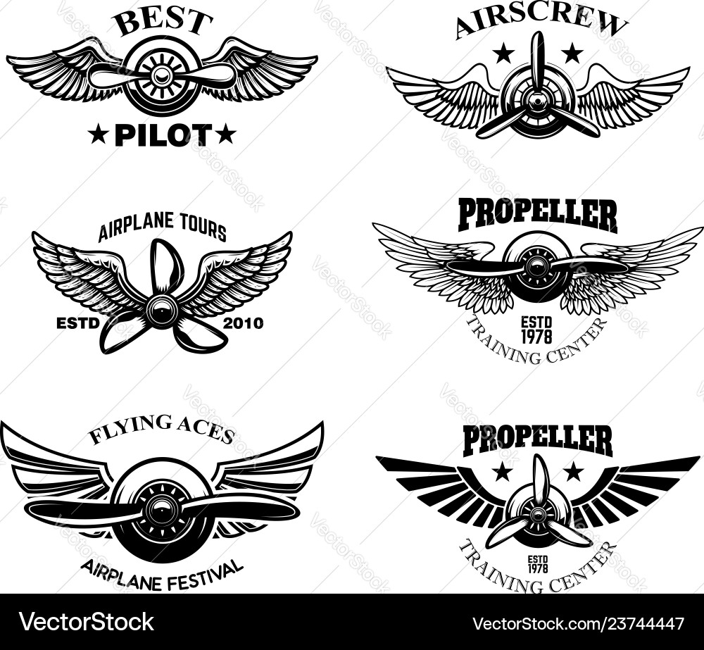 Vintage Airplane Show Emblems vector image