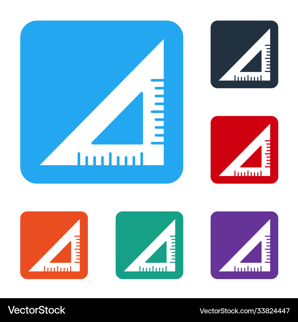 White triangular ruler icon isolated on White triangular ruler icon isolated on vector image