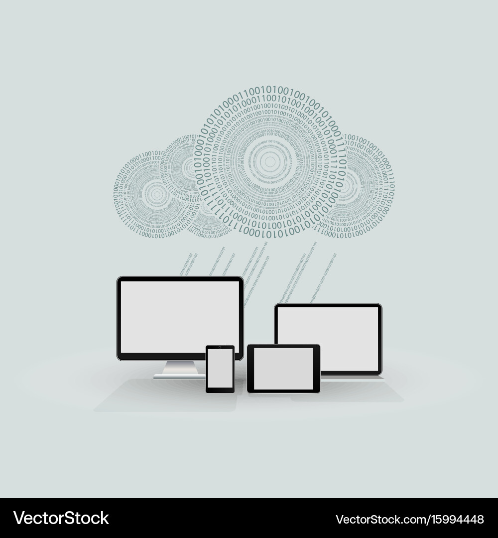 A cloud of numbers with computers Vector Image