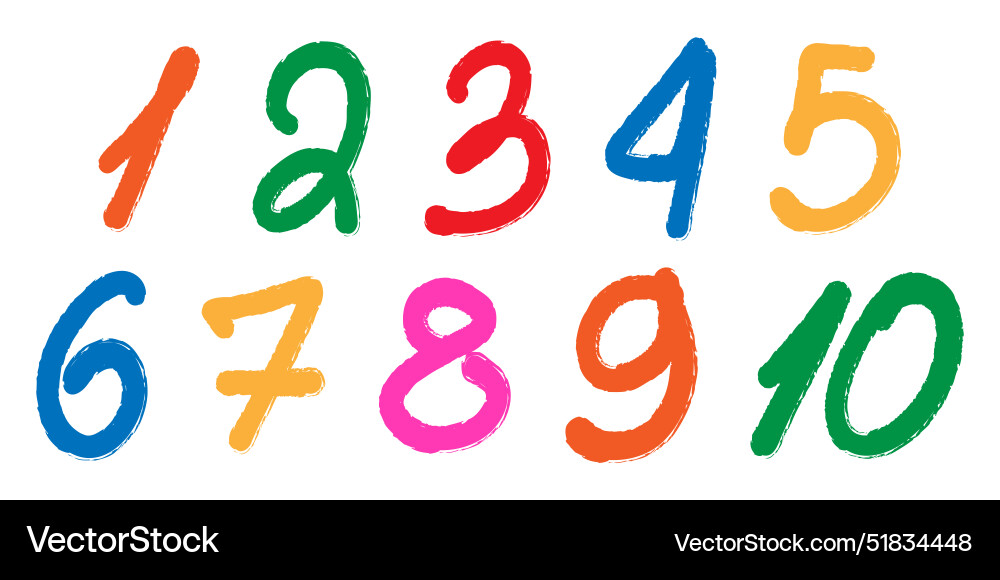 A set of colorful numbers on white aphid Vector Image