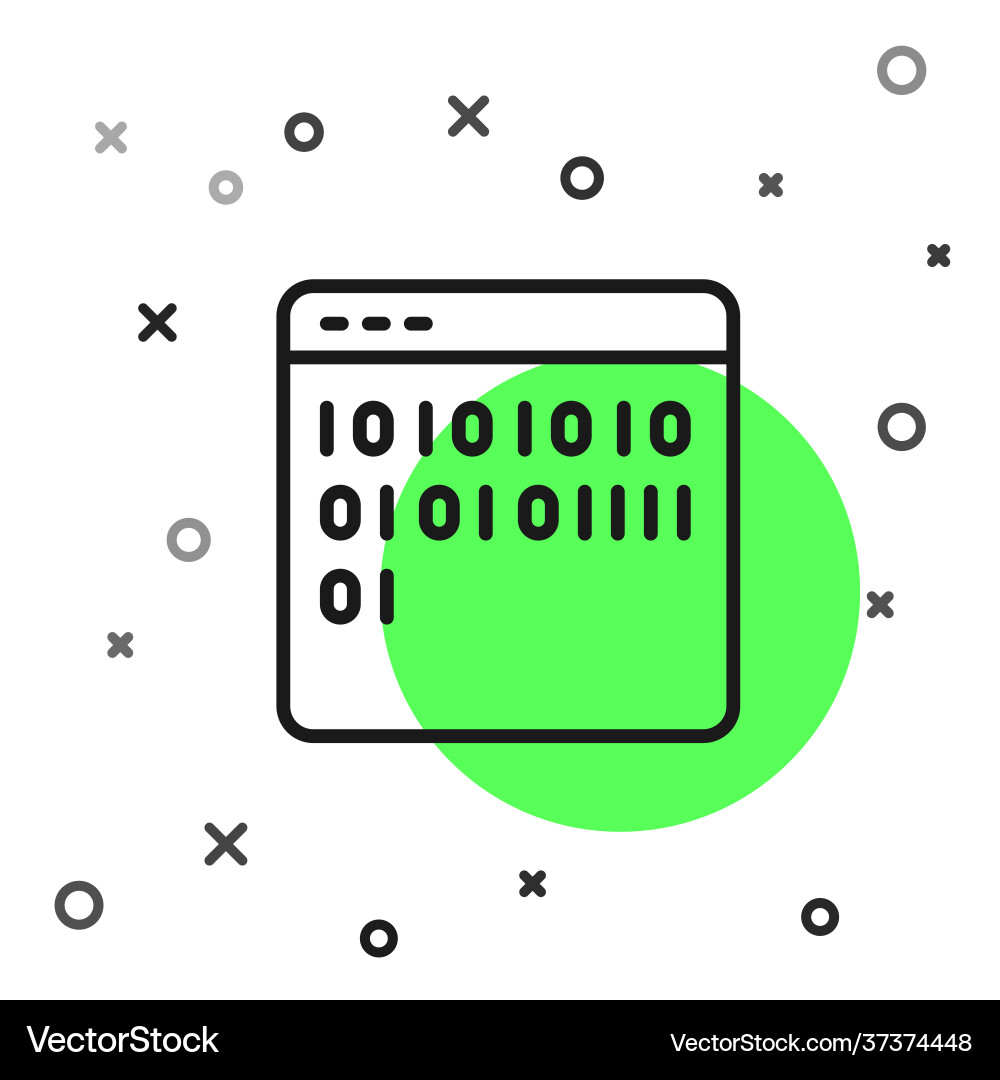 Black line binary code icon isolated on white Black line binary code icon isolated on white vector image