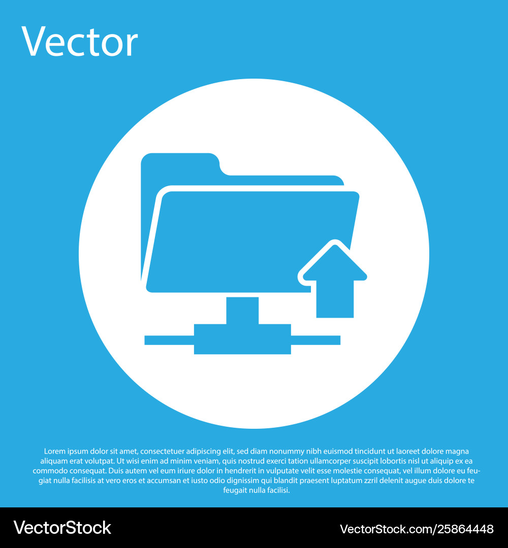 Blue ftp folder upload icon on background Blue ftp folder upload icon on background vector image