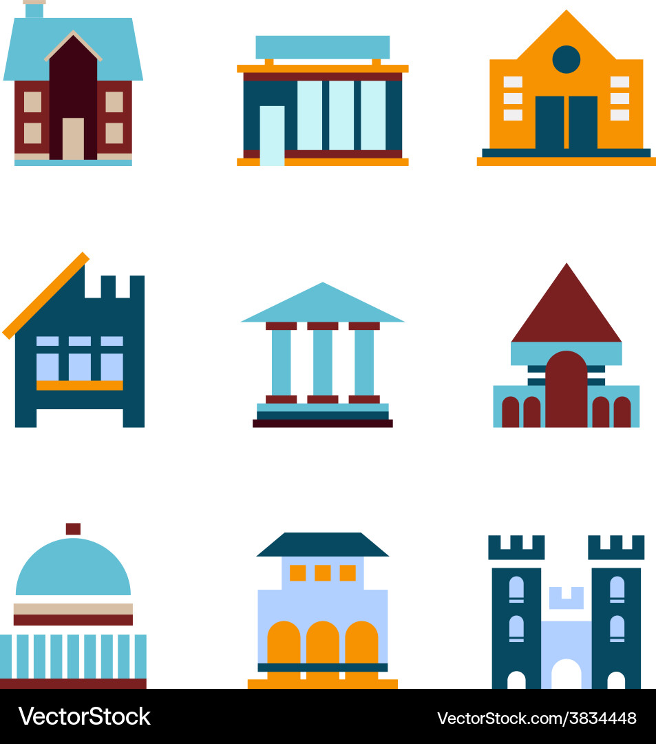 Building icon set abstract architecture Vector Image