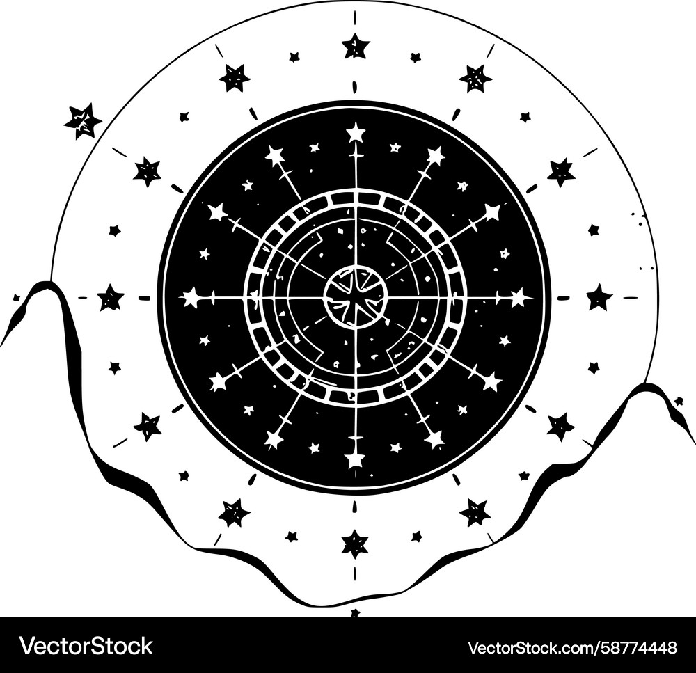 Celestial Navigation Chart with Ribbon Vector Image