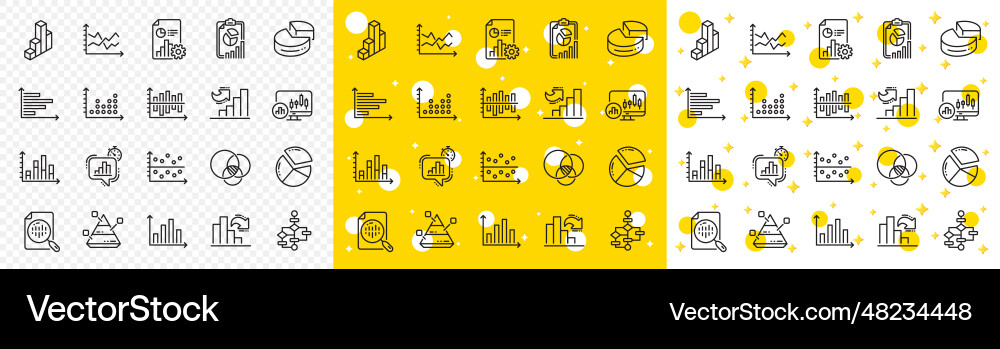 Charts and diagrams line icons set of 3d chart Charts and diagrams line icons set of 3d chart vector image