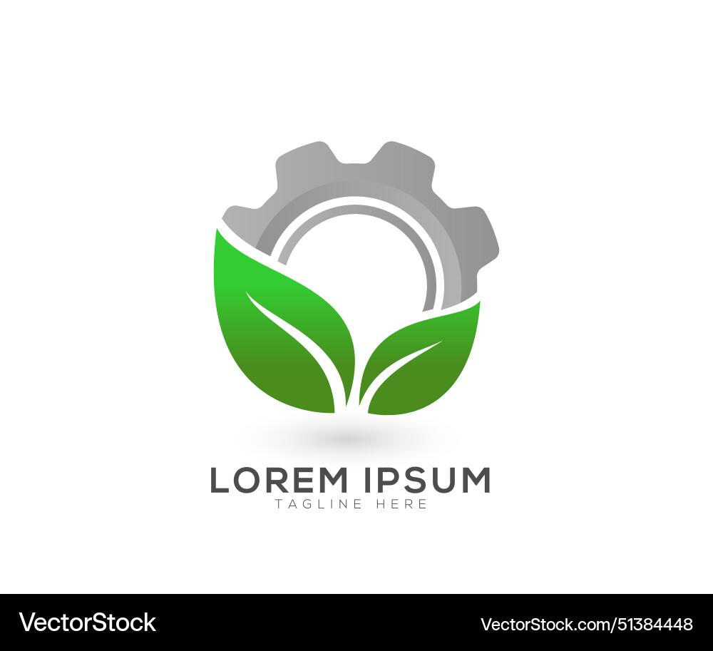 Creative gear leaf logo template Royalty Free Vector Image
