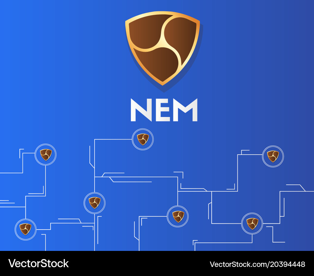 Cryptocurrency nem blockchain virtual circuit vector image