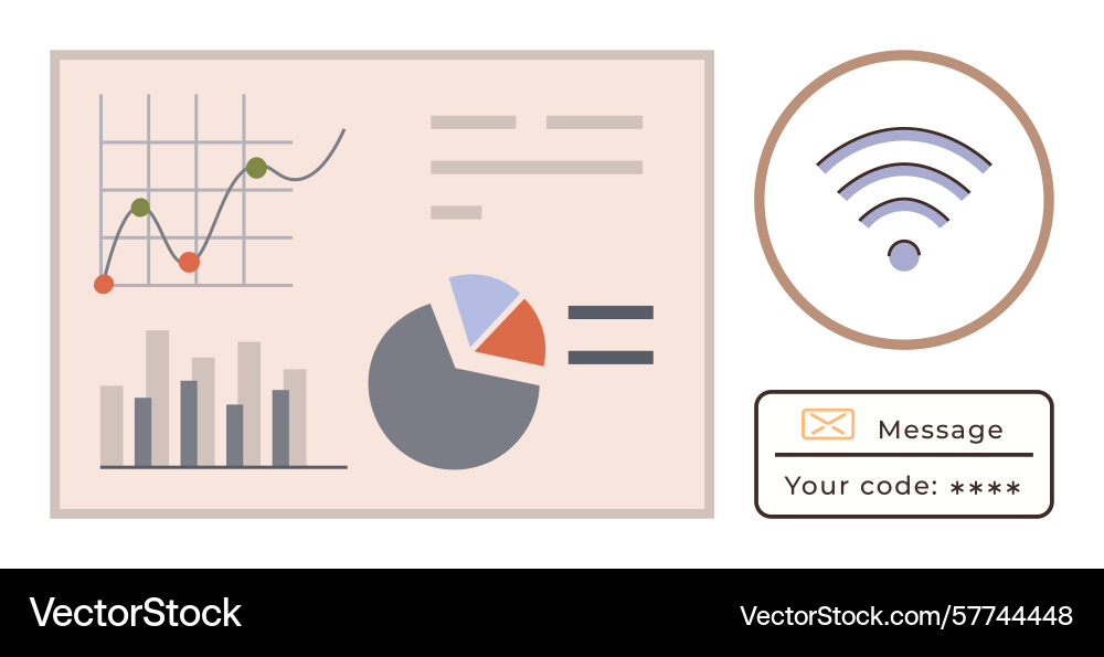 Data visualization with graphs charts and secure vector image