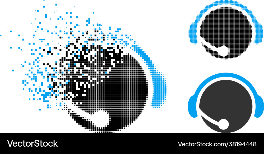 Decomposed and halftone dot call center operator Decomposed and halftone dot call center operator vector image
