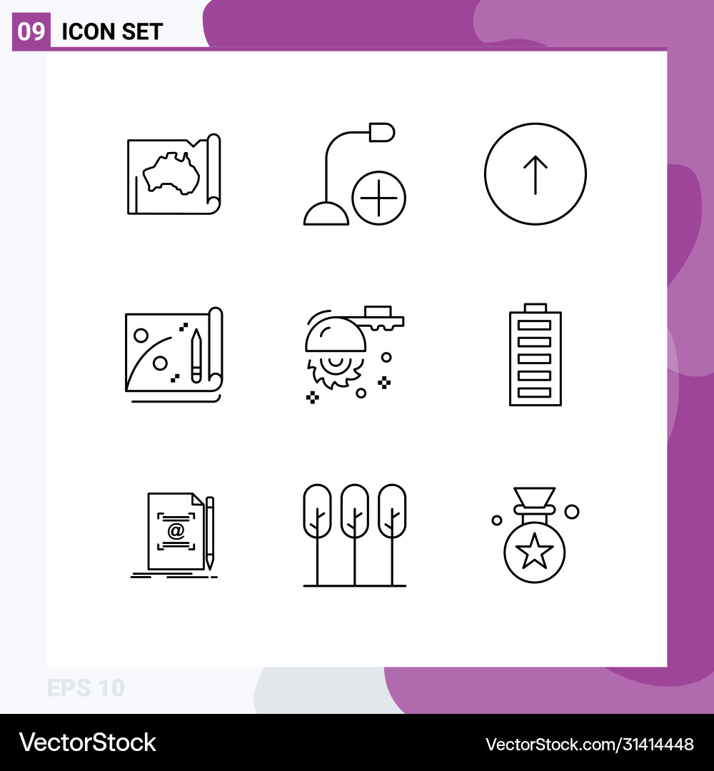 Editable line pack 9 simple outlines file vector image