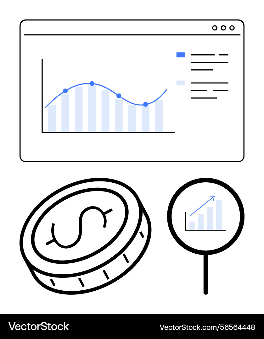Financial data analytics with line graph Financial data analytics with line graph vector image
