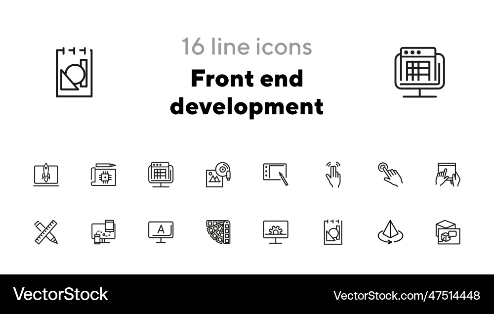 Front end development icon set Front end development icon set vector image