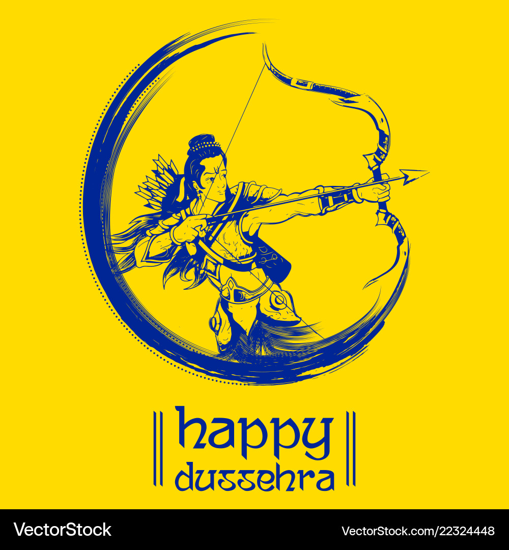 Lord rama in navratri festival india poster Lord rama in navratri festival india poster vector image