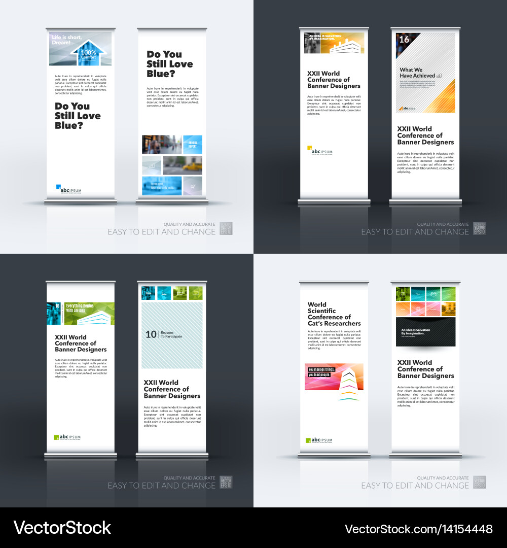 Modern Roll-Up Banner - Building Blocks Vector Image