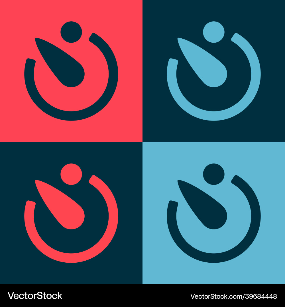Pop art camera timer icon isolated on color Pop art camera timer icon isolated on color Vector Image