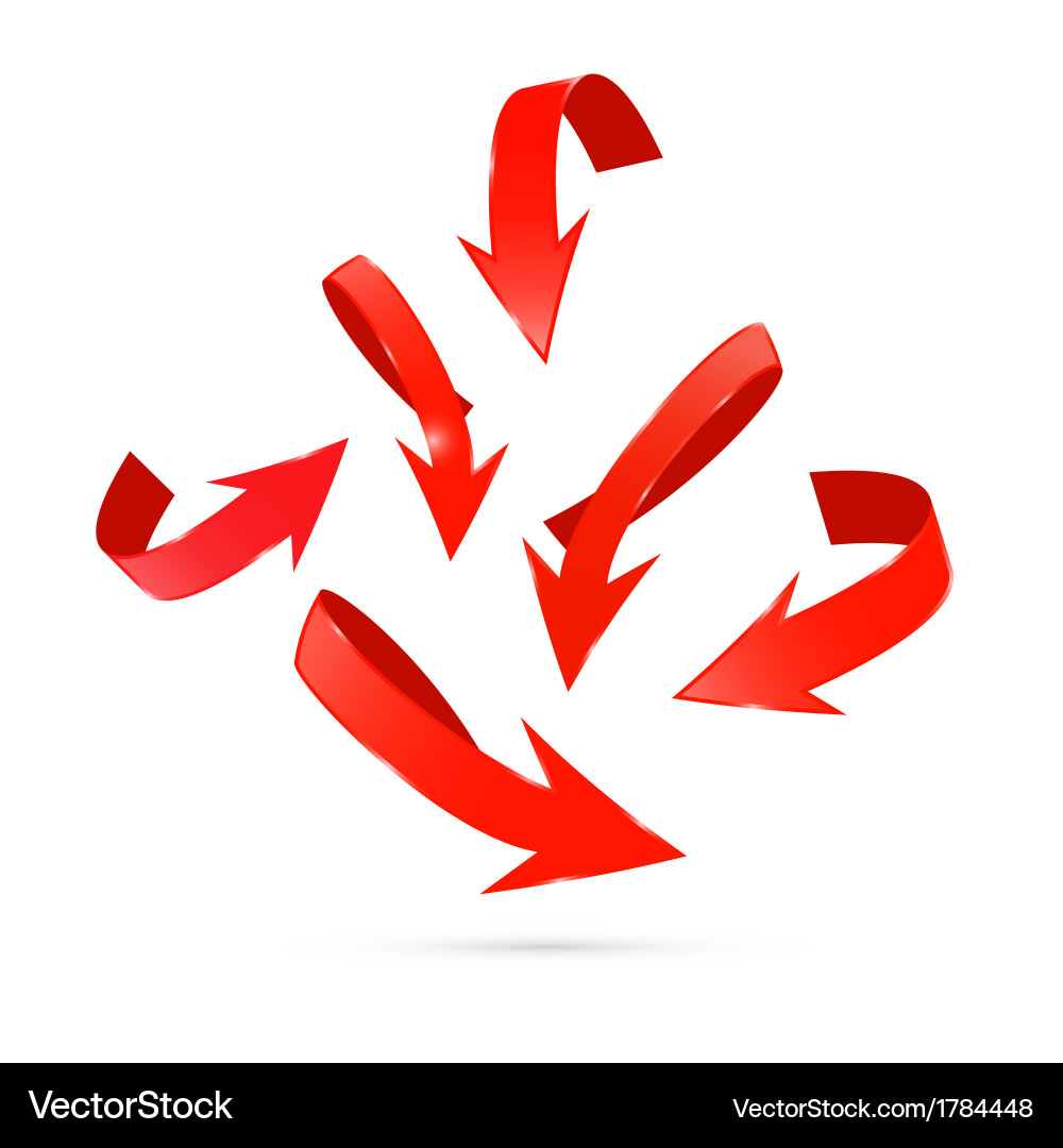 Red abstract arrows set vector image