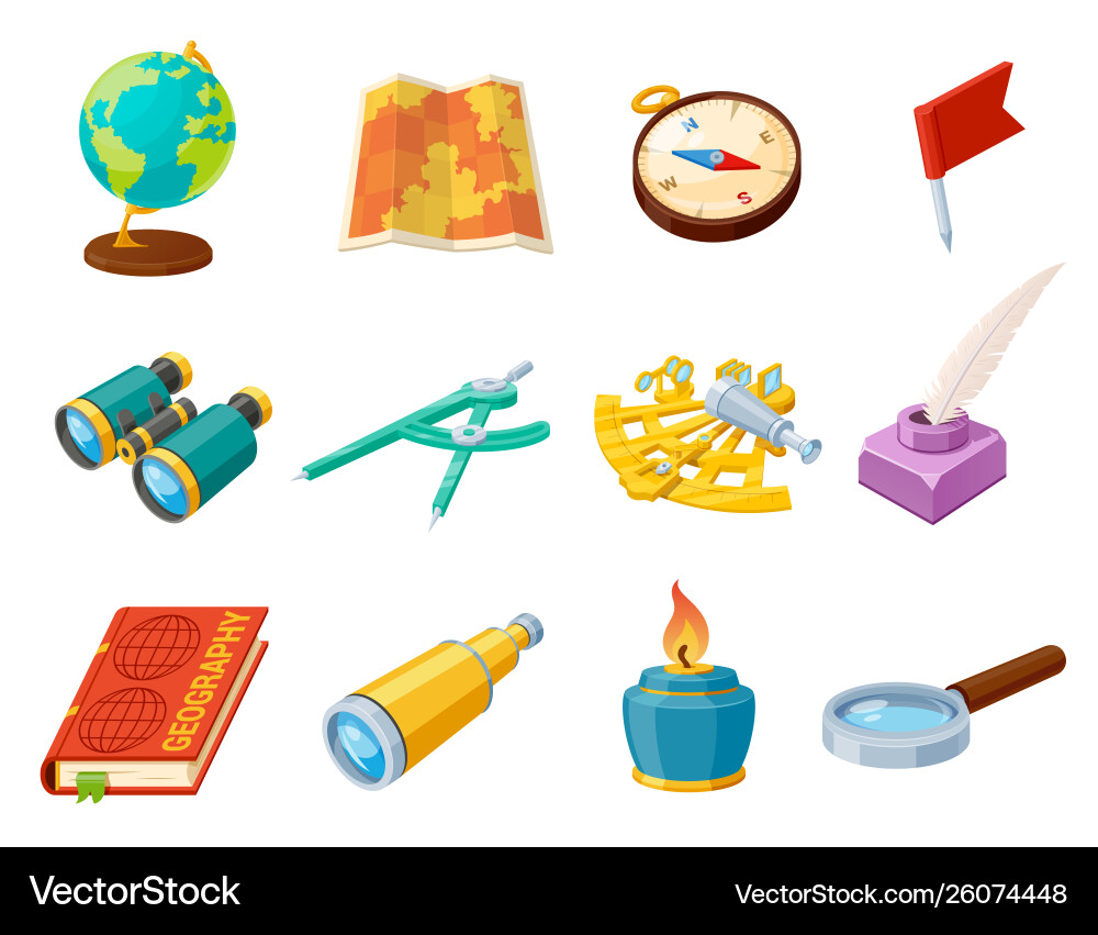 Science and geography tool set education concept vector image