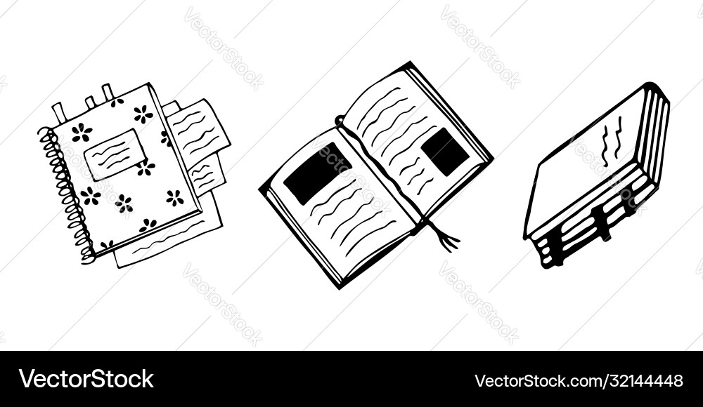 Set books isolated element vector image
