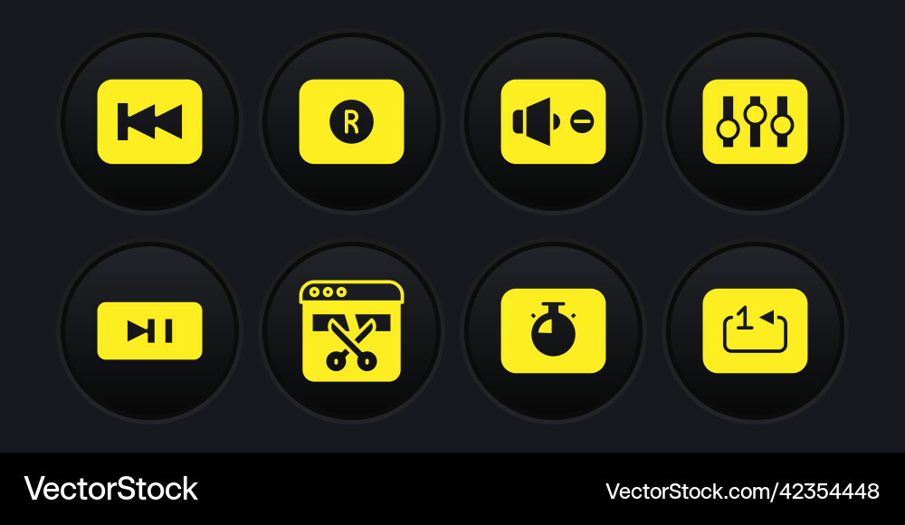 Set pause button sound mixer controller video vector image