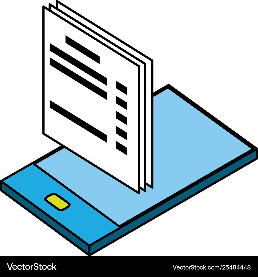 Smartphone device with documents files vector image