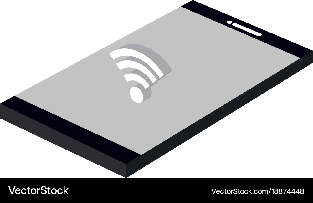 Smartphone device with wifi signal vector image