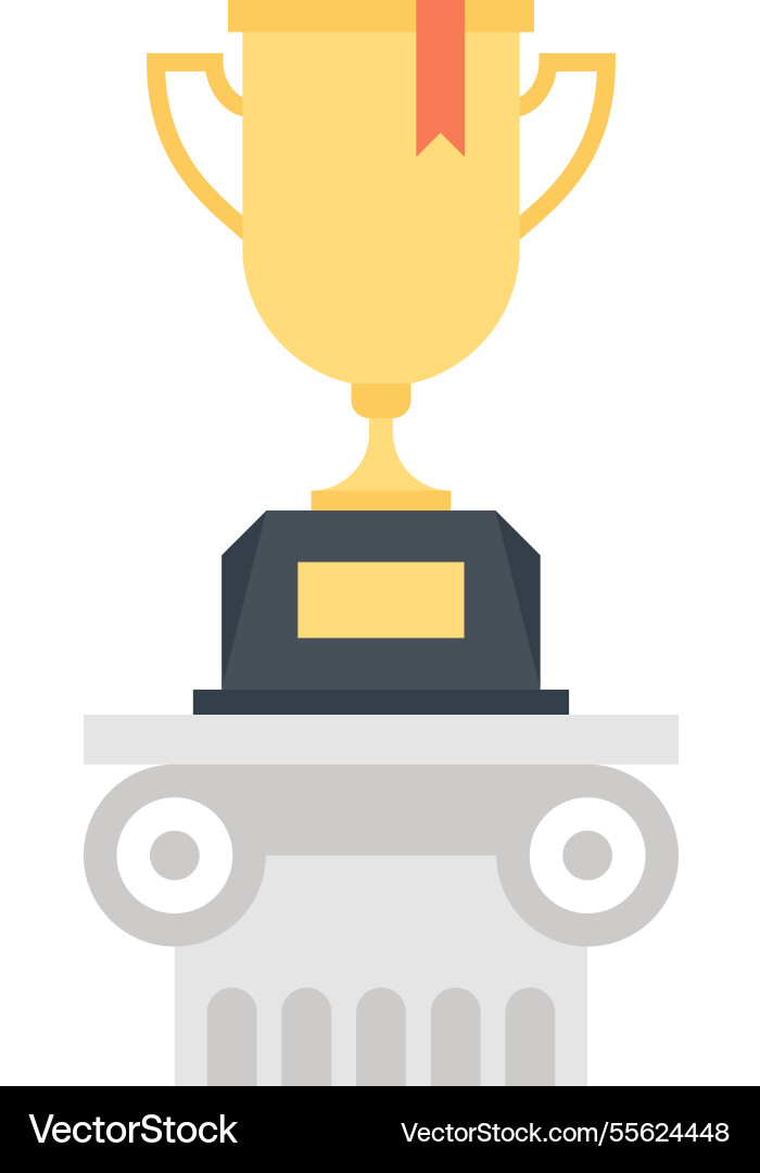 Trophy cup flat web icon concept Royalty Free Vector Image