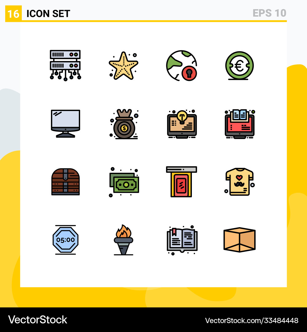 User interface pack 16 basic flat color filled Vector Image