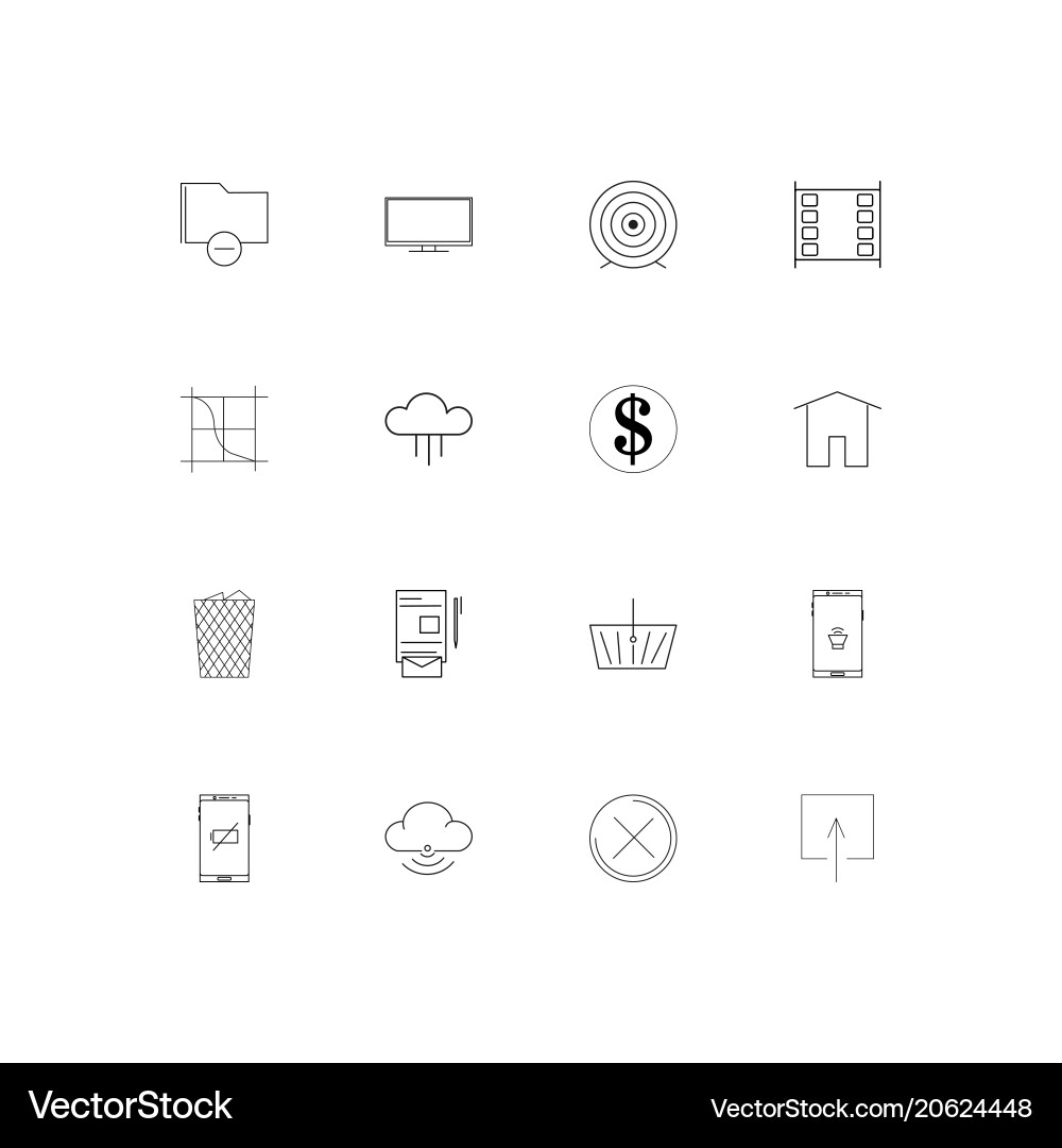 Web and text simple linear icons set outlined Vector Image