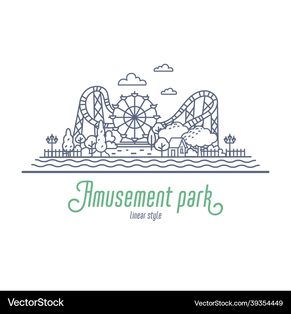 Amusement park thin line Royalty Free Vector Image