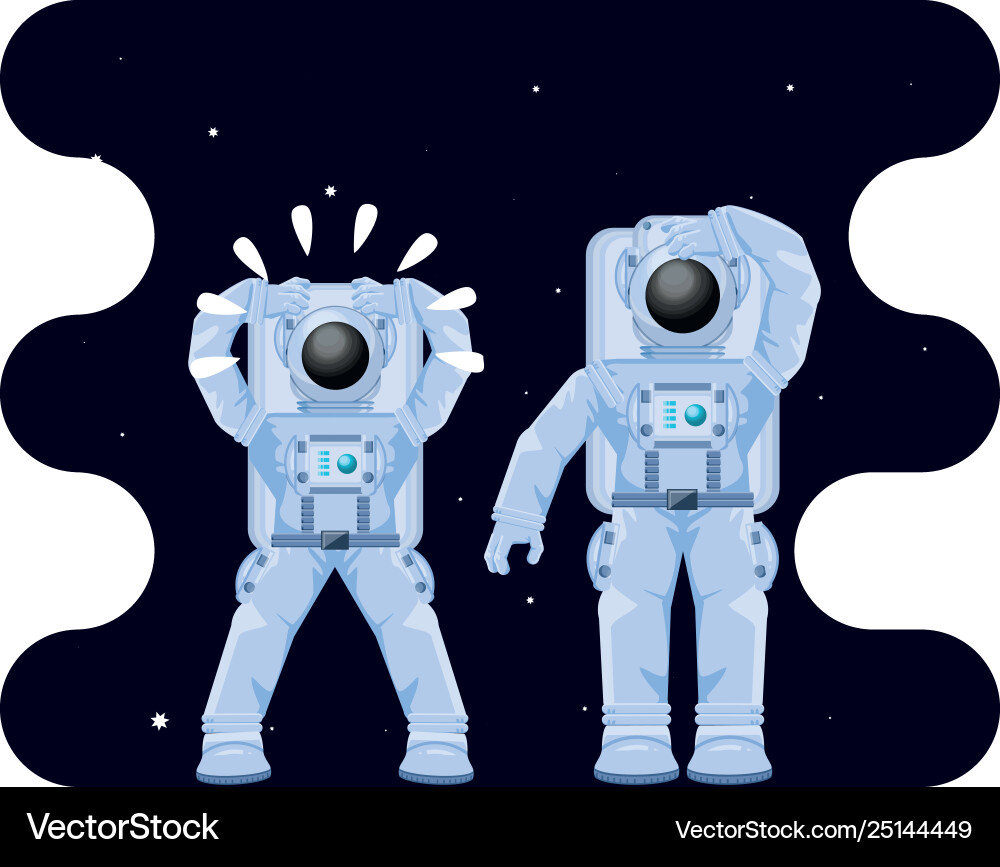 Astronauts characters in space scene Astronauts characters in space scene Vector Image