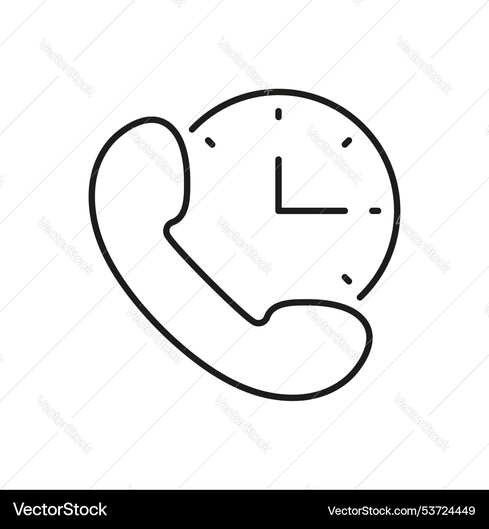 Communication support line icon with clock Communication support line icon with clock vector image