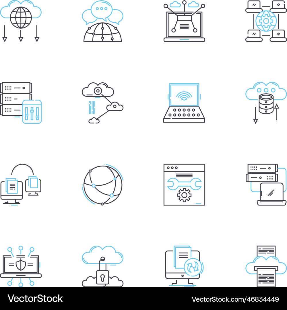 Daten Bergbau lineare Icons Set Analyse Clustering vektorbild