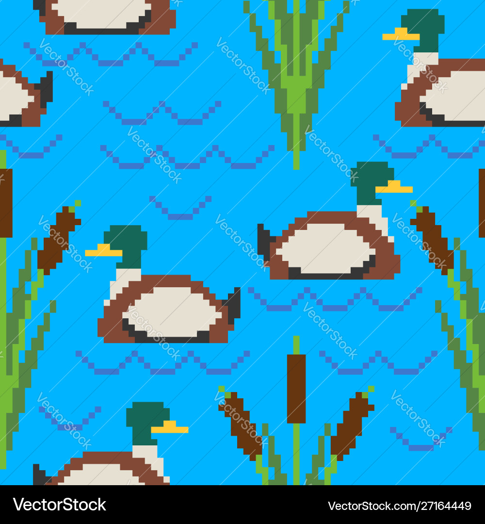 Drake pixel art pattern pond 8bit texture Drake pixel art pattern pond 8bit texture vector image