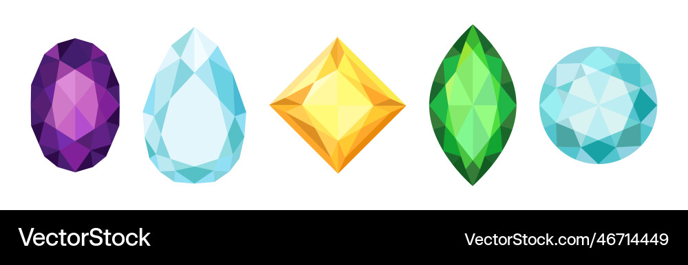 Gems and diamonds of different shape color Gems and diamonds of different shape color Vector Image