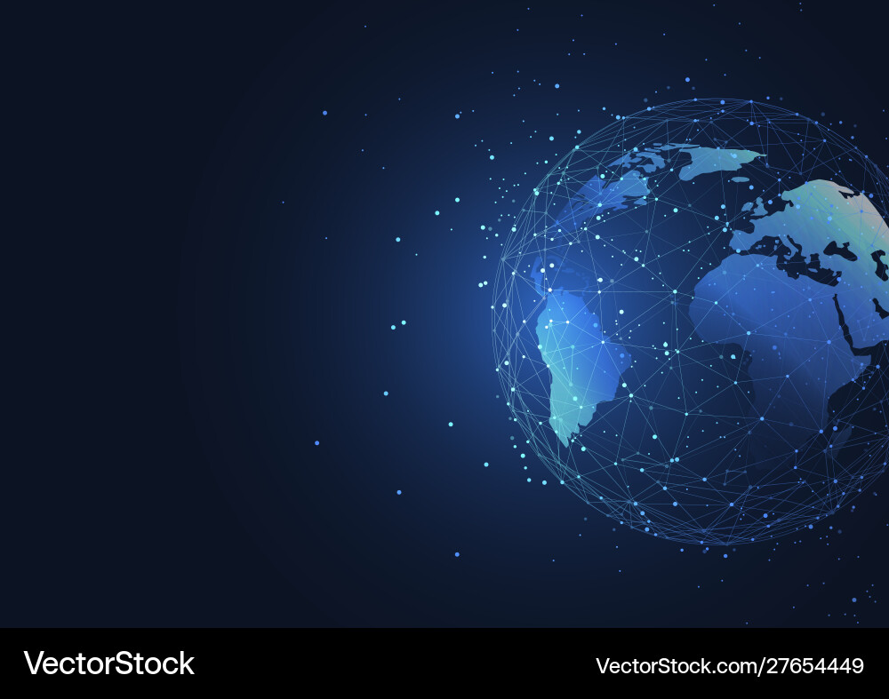 Global network connection world map point Global network connection world map point vector image