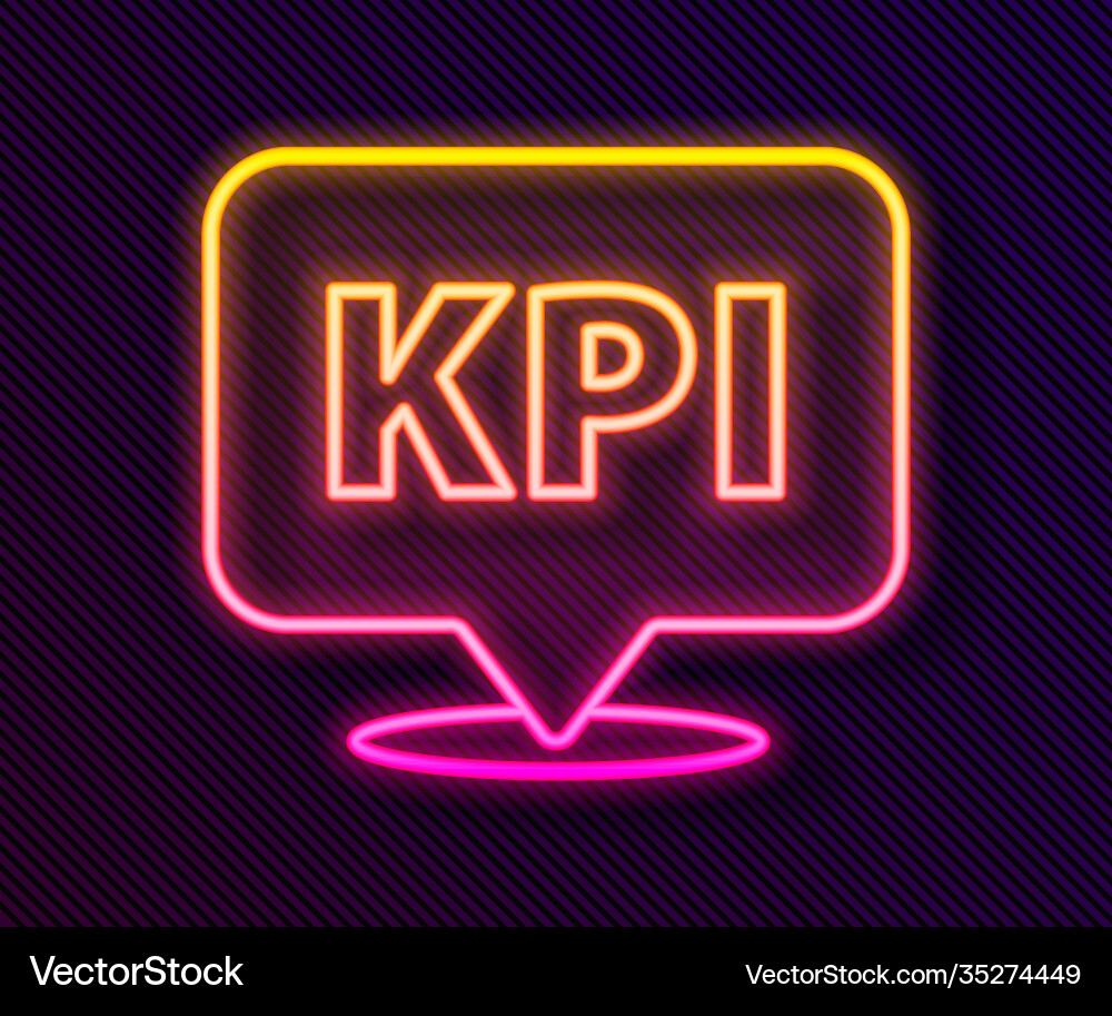 Glowing neon line kpi - key performance indicator Glowing neon line kpi - key performance indicator Vector Image