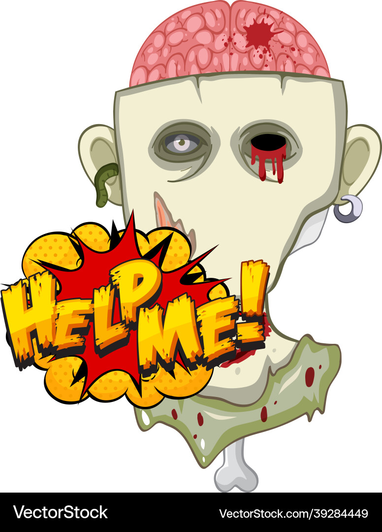 Help me text design with creepy zombie Help me text design with creepy zombie vector image