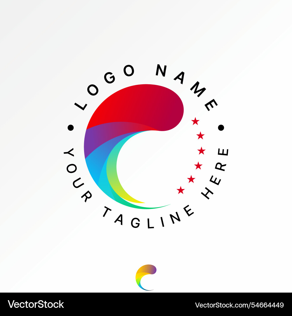 Initial c font swoosh ball comet circle tech Initial c font swoosh ball comet circle tech vector image