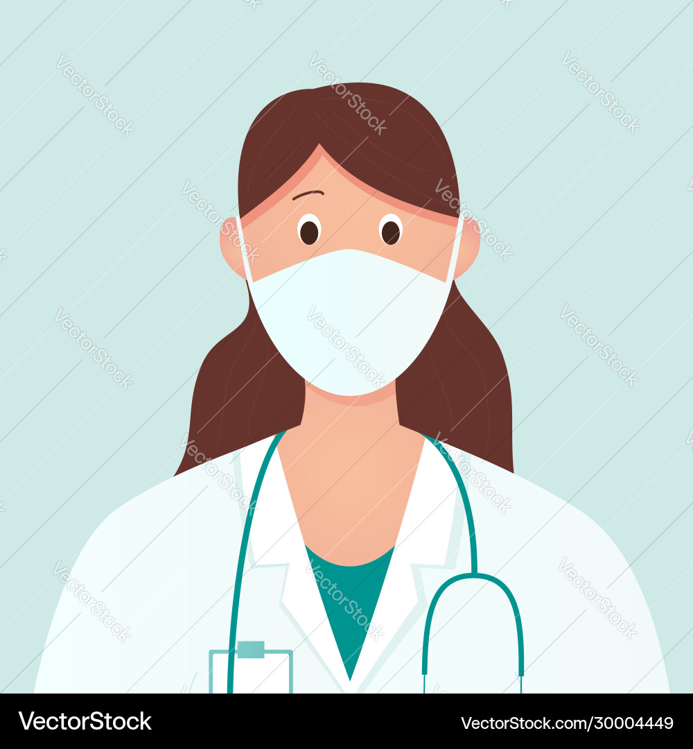 Junge Arzt tragen Schutz medizinische Maske Junge Arzt tragen Schutz medizinische Maske vektorbild