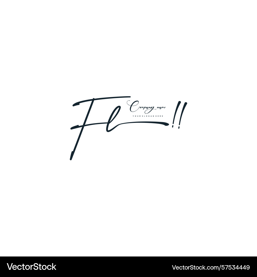 Minimal signature logo design with fl initials Vector Image