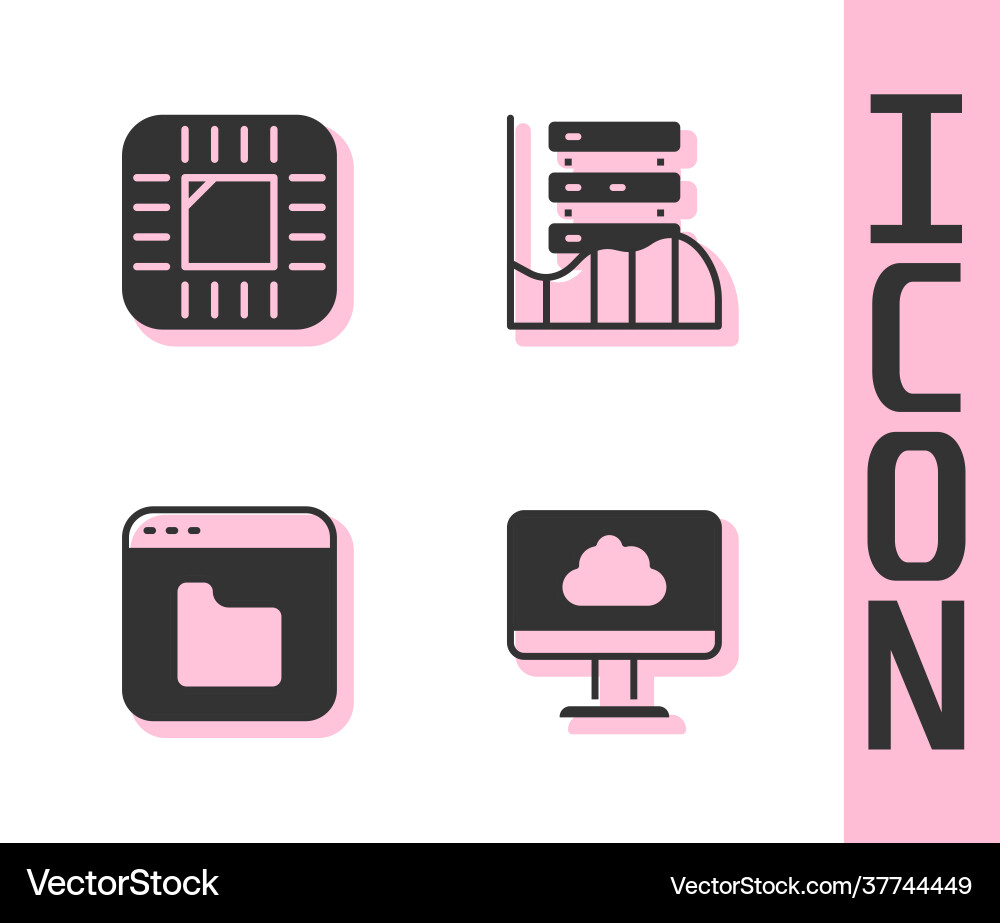 Set cloud technology data transfer processor Set cloud technology data transfer processor Vector Image