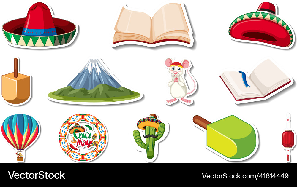 Set of different traditional objects Vector Image