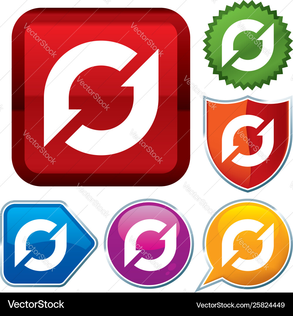 Set shiny icon series on buttons reuse vector image