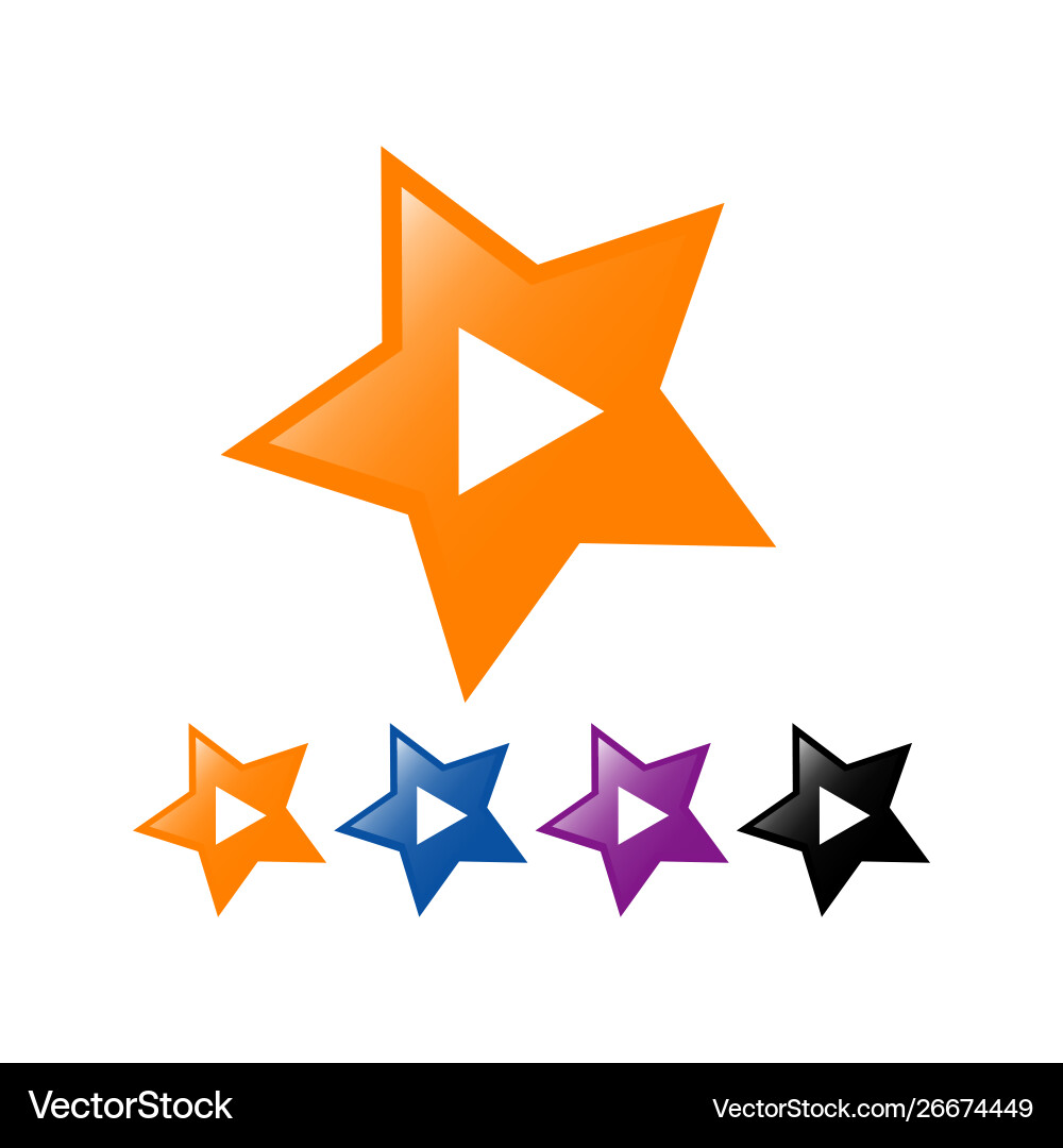 Tech media play button logo design icon Vector Image