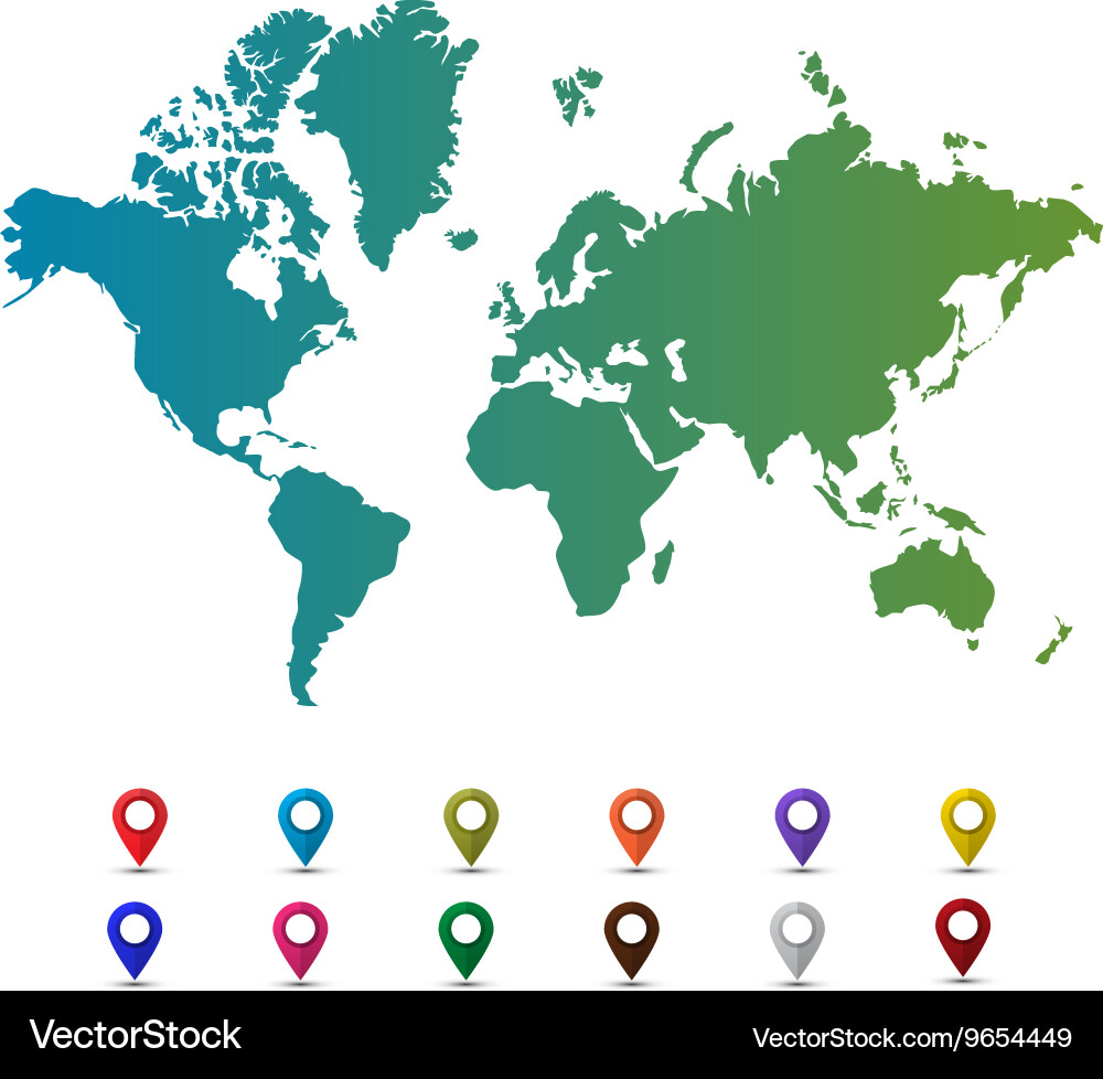 World map with colorful pointer marks Vector Image