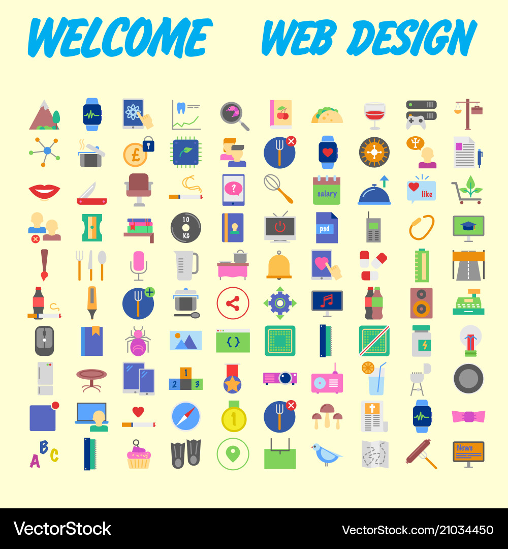 100 icon set trendy thin and simple icons for web 100 icon set trendy thin and simple icons for web vector image