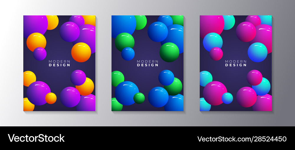 Abstract dynamic 3d sphere bubbles design set Vector Image