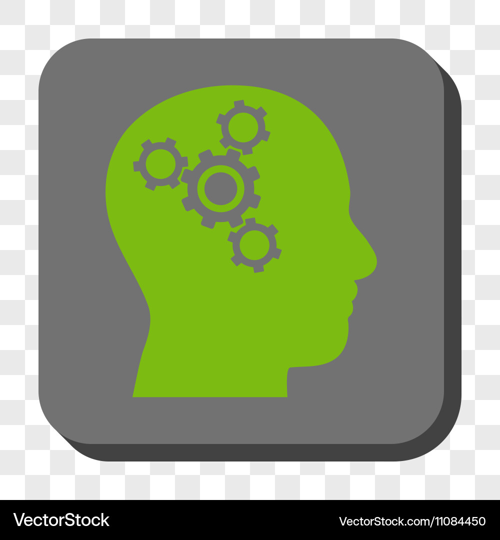 Brain mechanics rounded square button vector image