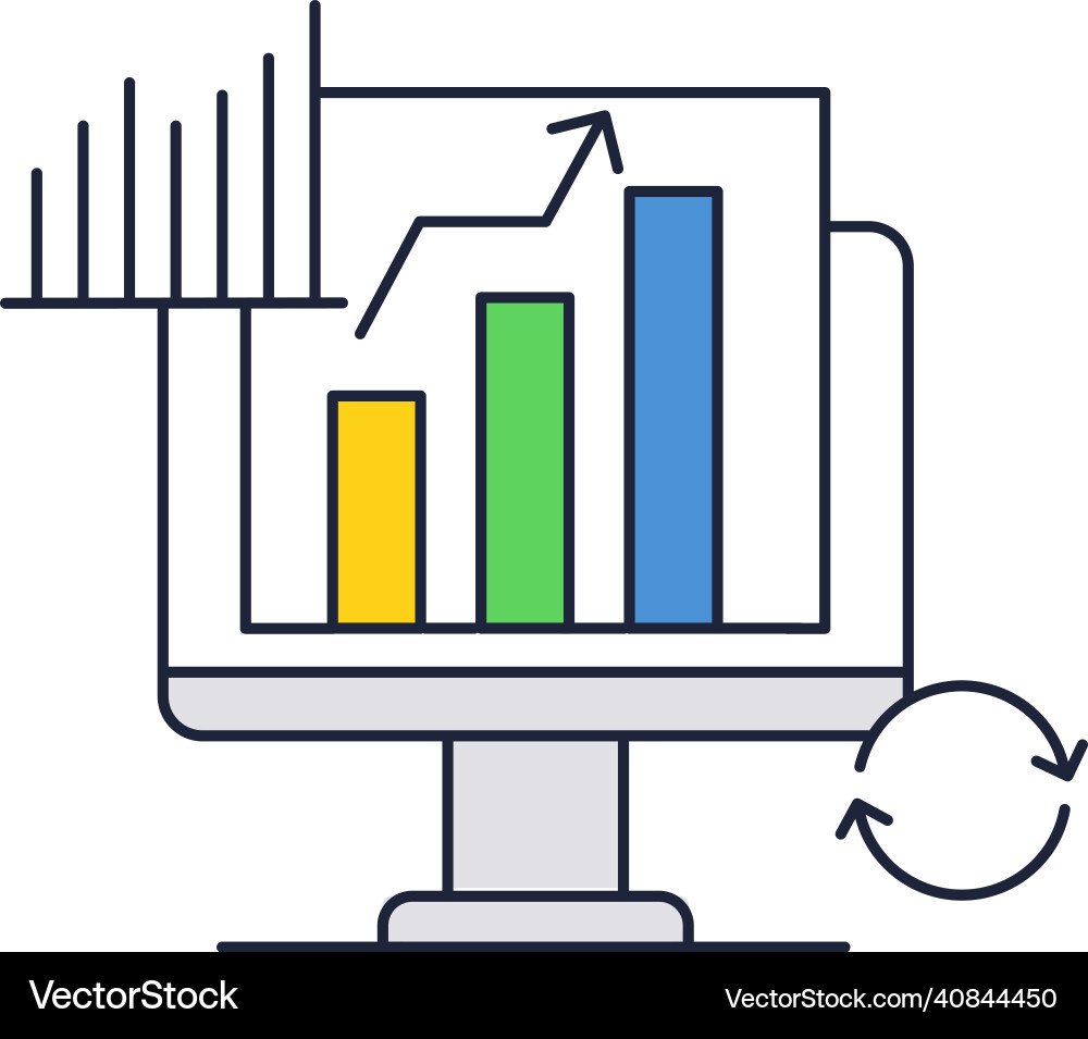 Business data graph chart on computer screen vector image